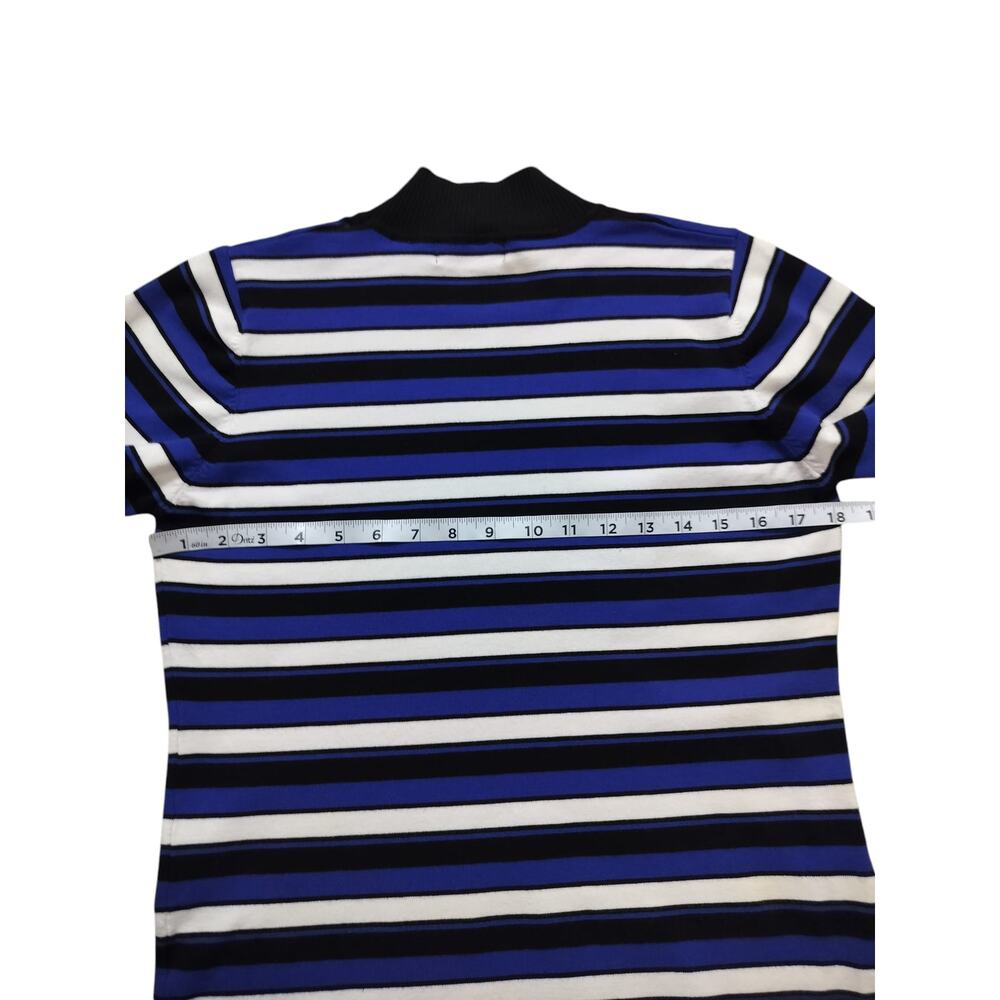 TAHARI Women's Stripes Mock Neck Blue White Sweatshirt Top Long Sleeve Size L - Picture 10 of 12